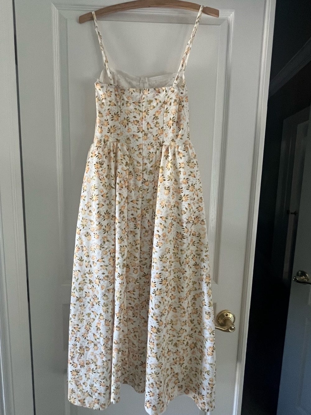 Floral white yellow Spaghetti-Strap Sundress
